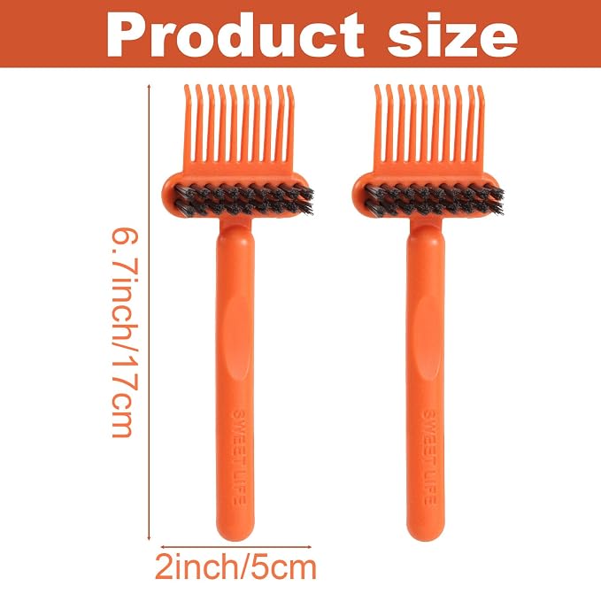 2pcs 2-in-1 Comb Cleaner with Pick and Bristles, Hair Brush Cleaner Tool Hairbrush Cleaning Rake for Home Salon Travel Use Effectively Clear Hair Dust Grease and Dirt