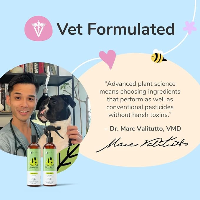 kin+kind Natural Flea and Tick Prevention for Dogs & Cats, Non-Greasy Coat Spray, Lemongrass, Vet-Formulated, 32 fl oz