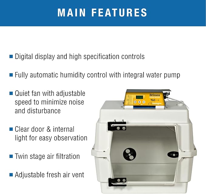 Brinsea TLC-40 Zoologica II Bird Brooder & Pet Recovery Incubator with Humidity Control for Sick Animals, Ideal for Large Birds, Newborn Puppies, Kittens, and Small Animals