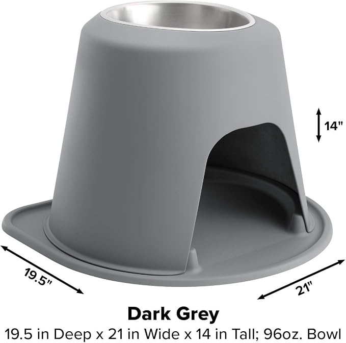 WeatherTech Single High Pet Feeding System - Raised Dog/Cat Bowl - 14" High Stand Dark Grey (SH9614DGDG)