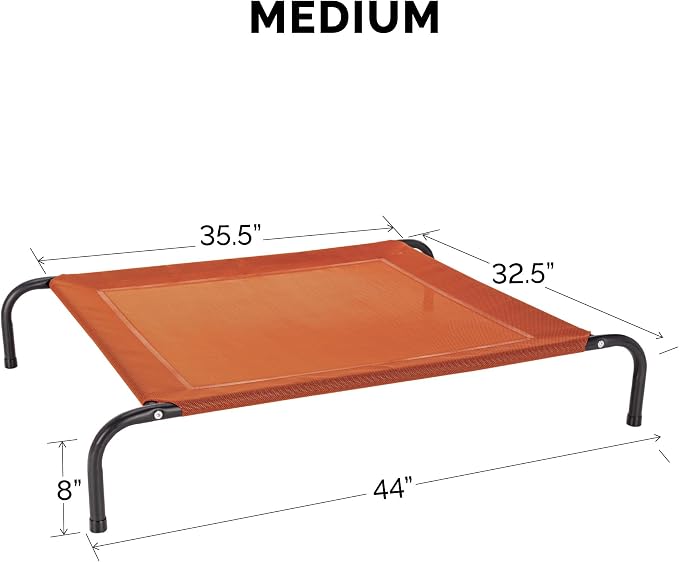 FurHaven Elevated Pet Cots - Cooling & Breathable Nylon Mesh Hammock for Dogs/Easy-to-Assemble / / Durable and Reinforced/Perfect for Rest & Relaxation Outdoors - Terracotta Red, Medium