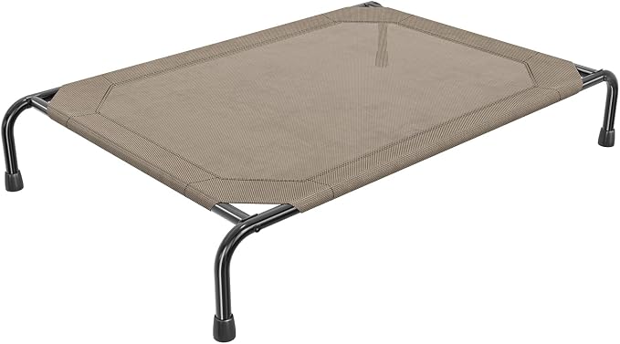 Simple Trending Elevated Dog Bed for Large Sized Dogs, Outdoor Raised Dog Cot Pet Hammock Bed with Cooling Breathable Mesh Anti-Slip Feet, Brown, 47.75inches | Pet Hammock Bed with Cooling Breathable Mesh, Cooling Bed for Dogs, Anti-Slip Feet, Brown, 4...
