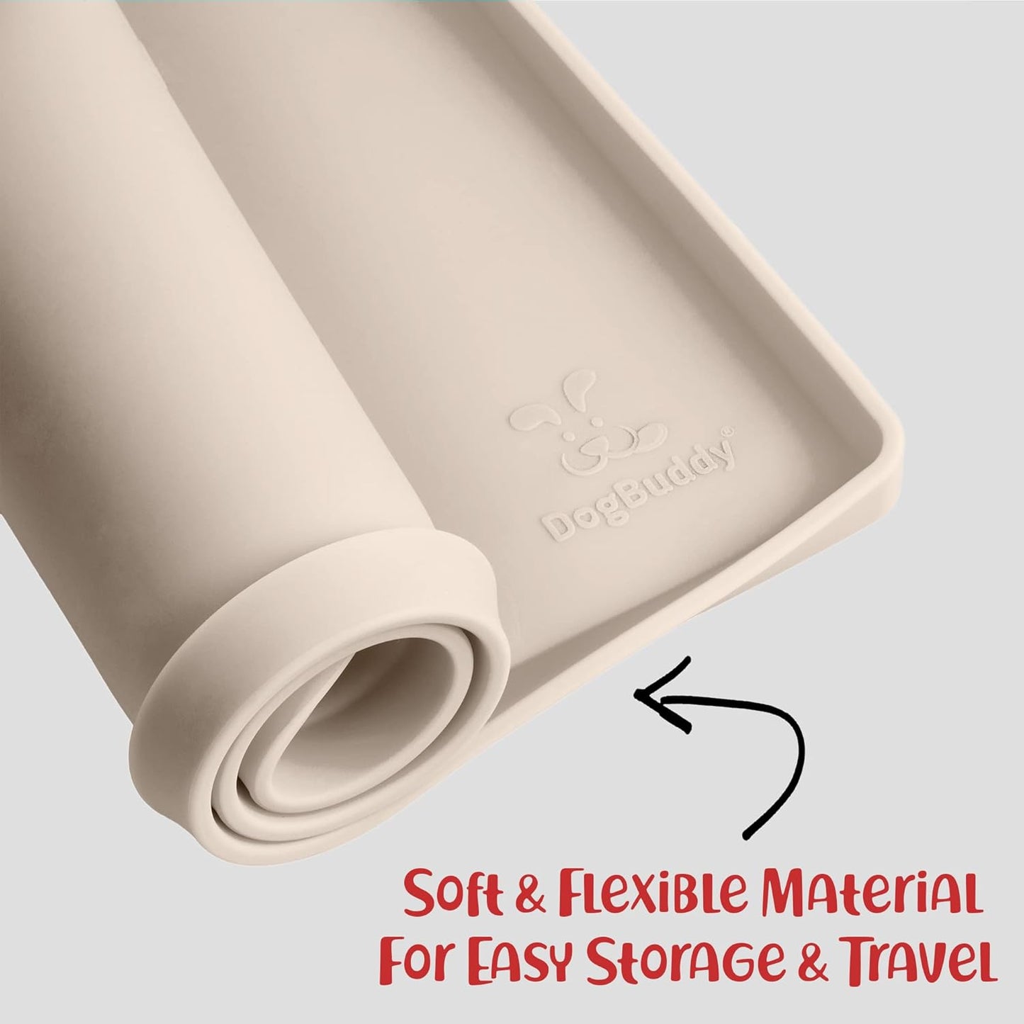 DogBuddy Dog Food Mat – Waterproof Dog Bowl Mat for Food and Water, Silicone Pet Feeding Mats for Floors, Non-Slip Placemat with High Edges for Dogs Bowls, Puppy Essentials (XL: 28" x 18", Vanilla)