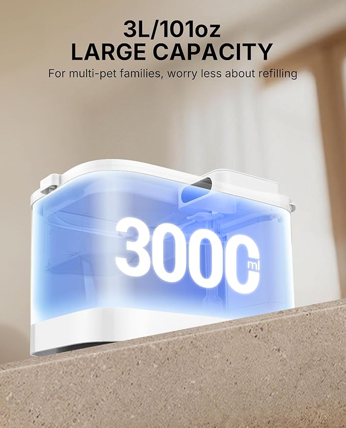 PETKIT EVERSWEET MAX Cordless Cat Water Fountain and 5 pcs Filters Bundle, 101 oz/3L Pet Fountain for Cats Dogs Inside, Automatic Cat Water Dispenser Battery Operated