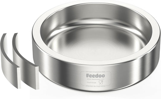 20oz Stainless Steel Cat Food & Water Bowl - Double Walled 304 Stainless Steel Non-Slip Cat Dish | BPA-Free & Dishwasher Safe for Indoor Cats