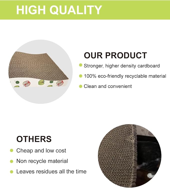 TIMHAKA Cat Scratching Board, Corrugate Cat Scratcher for Indoor Cats with Catnip, Cat Scratch Pad with Premium Scratch Textures Design, Cardboard Cat Scratcher with Double-Sided Usability (Pack of 8)