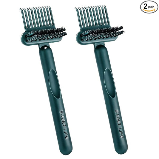 2 Pack Hair Brush Cleaning Tool, 2-in-1 Cleaner Tool, Portable Cleaning Tool Set for Brush Comb Keyboard, Remover Rake for Removing Hair Dust, Home and Salon Use(Sage Green)