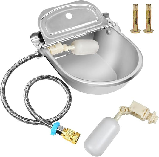 Automatic Water Dispenser for Dog, Stainless Steel Dog Water Bowl Dispenser with 2 Float Valves