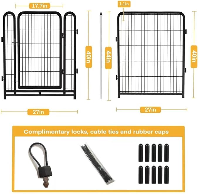 Getlay Dog Fence Outdoor 40inch 8 Panels with Door, Puppy Playpen Indoors, Metal Dog Pen Heavy Duty Pet Puppy Exercise Pen for Rv Camping Garden Yard, Wide Door Low Threshold Total 31 Ft Long