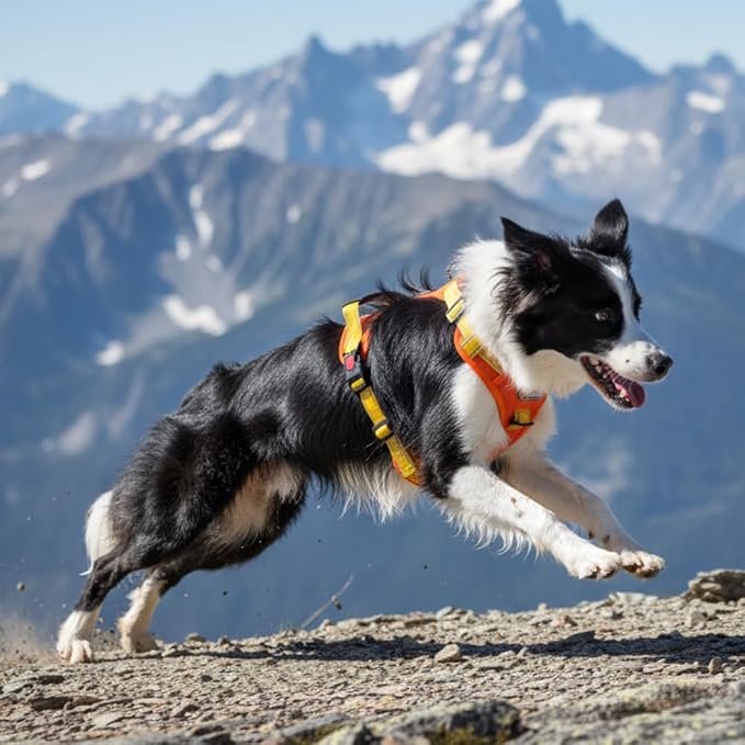 Tactical Dog Harness for Large Medium Dogs No Pull Adjustable Pet Vest with Reflective Straps Front & Back Clips Handle for Hiking Walking Hunting– 4 Sizes with or Without Leash (Orange, M)