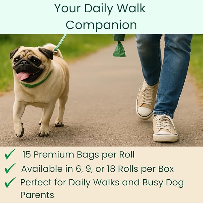 Paws4Green 100% Certified Home Compostable Poop Bags (270 Count 18 Rolls), Plant Based, Extra Thick (20 Micron) Leak Proof, Unscented Standard Size 9 X 13'', ASTM D6400 & EN 13432 Compliant