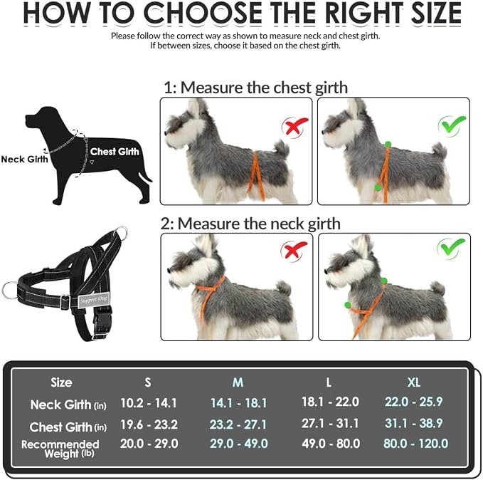 SlowTon No Pull Dog Harness with Front Clip - Heavy Duty, Soft Padded | Neck & Chest Adjustable, Tactical Pet Vest and Leash Set for Large Medium Sized Dogs, for Easy Walk & Training, Black XL