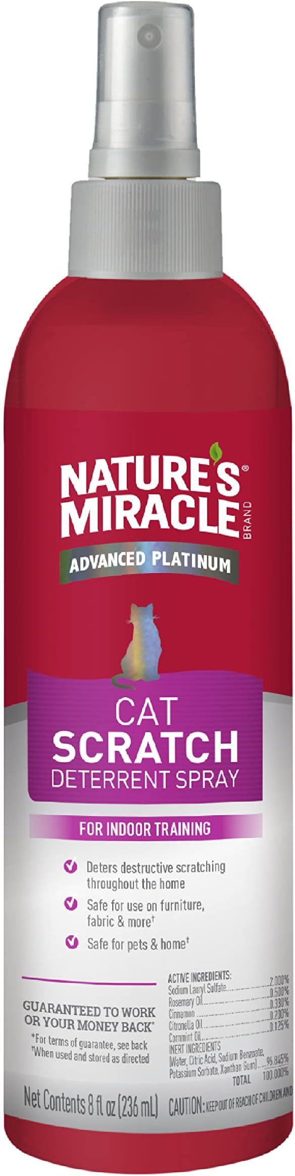 Nature's Miracle Advanced Platinum Cat Scratch Deterrent Spray, 8 Ounces, Discourages Destructive Scratching