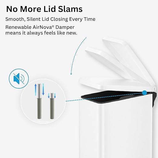 iTouchless 3 Gallon / 12 Liter Dog Poop Trash Can with AbsorbX Odor Filter - Outdoor Pet Waste Receptacle with Step Pedal - Soft Close Metal Garbage Bin for Yard, Patio, Bathroom, Matte White