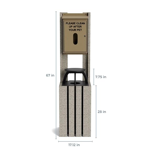 Pet Waste Station for Dog Parks, Trails & Public Spaces | Made of Highly Durable Recycled Wood | Built in Trash Can and Bag Dispenser | Weather Resistant & Built to Last - Weathered