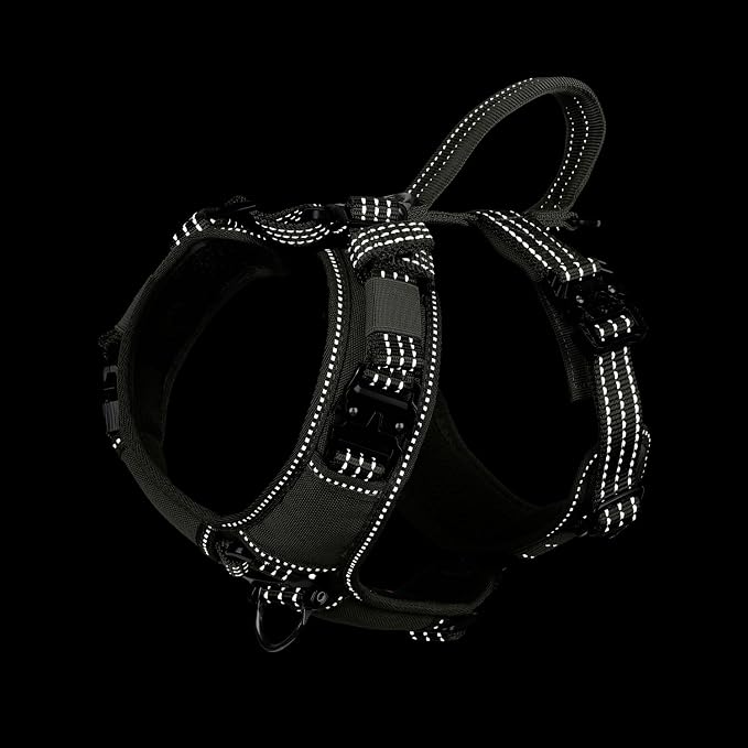 ICEFANG Dog Halter Harness with Metal Buckles,Dog Strap Vest for Small Dogs | Control Handle,Summer-Cooling,Reflective,Front Hook,Adjustable,Soft Padded,No Pull,Green,Small