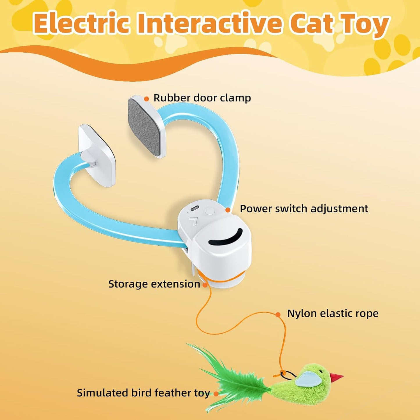 Interactive Cat Toys for Indoor Cats Automatic Electric Flying Bird Feather Mouse Toy - Best Kitten & Adult Cat Enrichment Mouse cat Toy Hanging Electric Kitty Toys for Bored Cats（Blue）