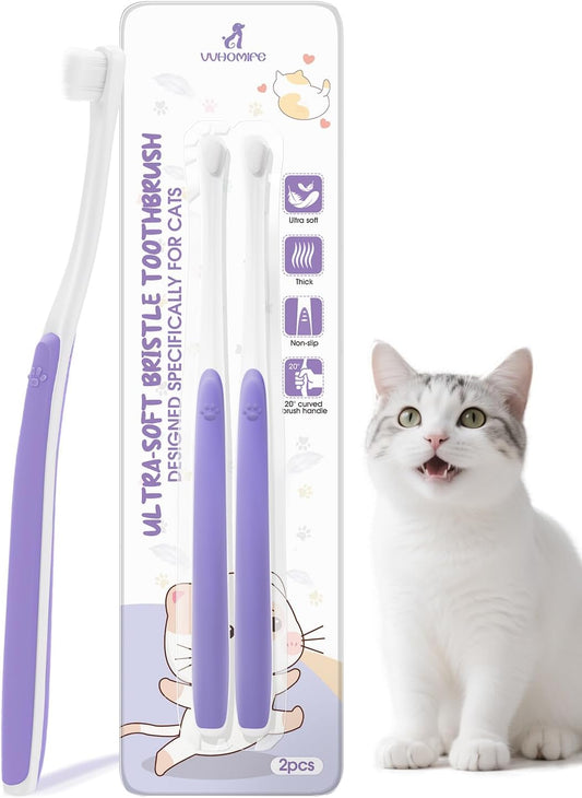 Cat Toothbrush for Kitten Teeth Cleaning – Soft Bristle Cat Dental Brush Set with Compact Head – Gentle Oral Care Tool for Daily Brushing Routine, Loved by Vets and Fur Babies