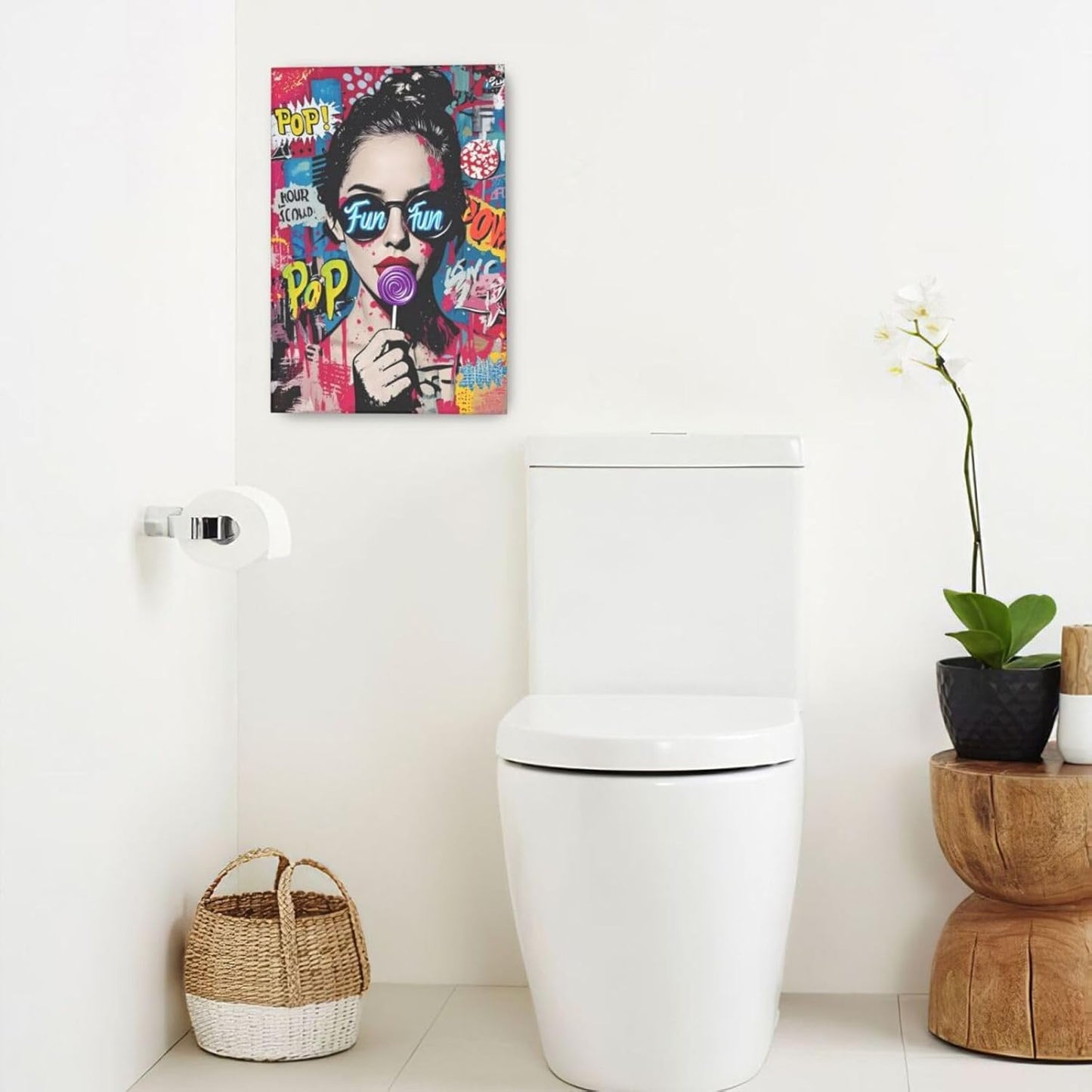 Fashion Women Wall Art Glam Modern Artwork for Girls Banksy Street Graffiti Pop Art Canvas Pictures Painting Print Framed Decorations Gifts for Bedroom Living Room Office 16"x24"