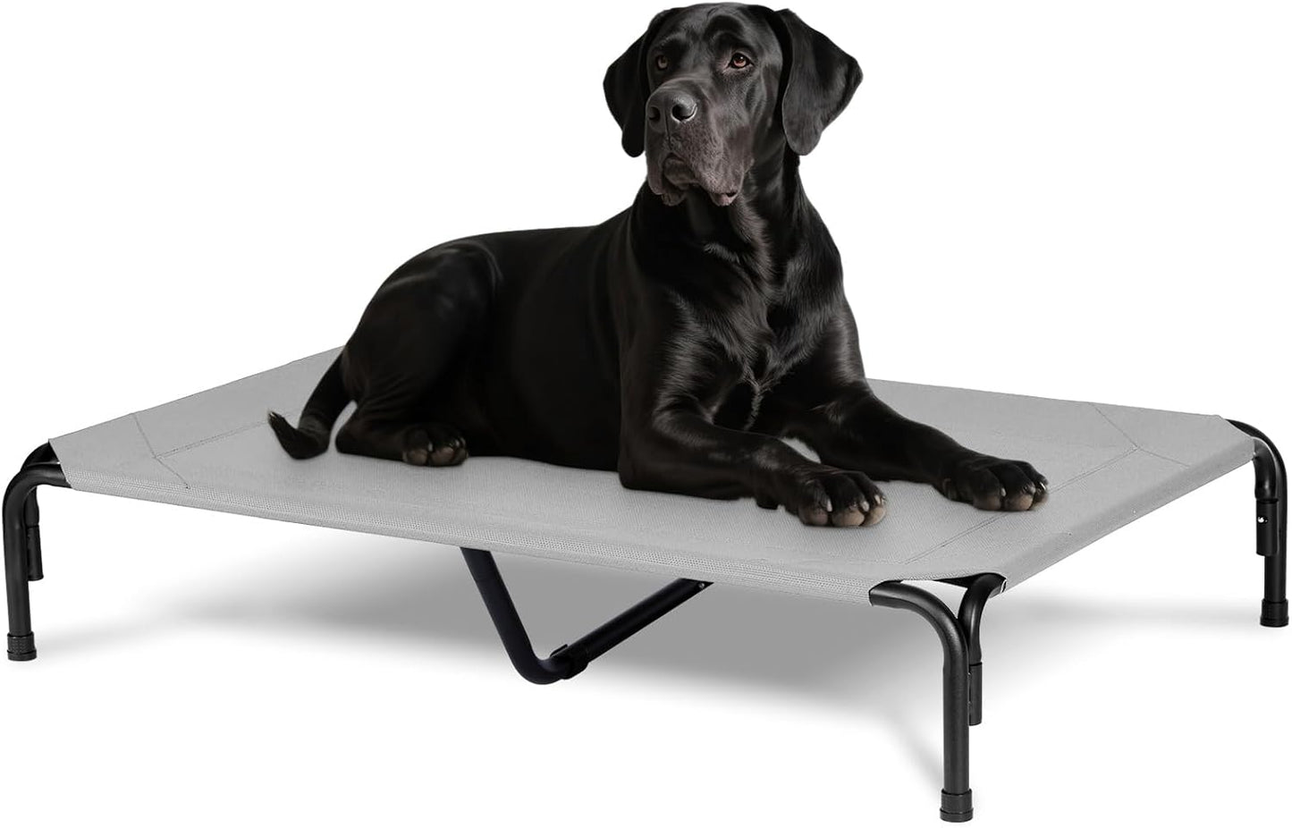 Elevated Dog Bed for Outdoor, XXL Raised Dog Cot Indestructible with Washable Mesh, Cooling Summer Pet Cot Chew Proof for Outside Camping Travel, 51 inch Grey