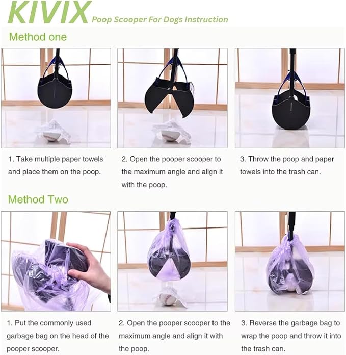 KIVIX 28" Pooper Scooper Pack of 2 Foldable Dog Poop Scoop with Unbreakable Material and Durable Spring - Easy to Use for Grass, Dirt, Gravel