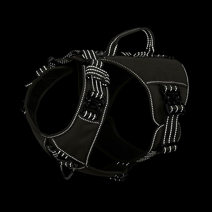 ICEFANG Quick-Moving Tactical Dog Harness for Medium Dogs,No Pull Dog Vest | Control Handle,Reflective,Full Metal Buckles,Adjustable,Hook-and-Loop Panel,Soft Padded,Green,Medium