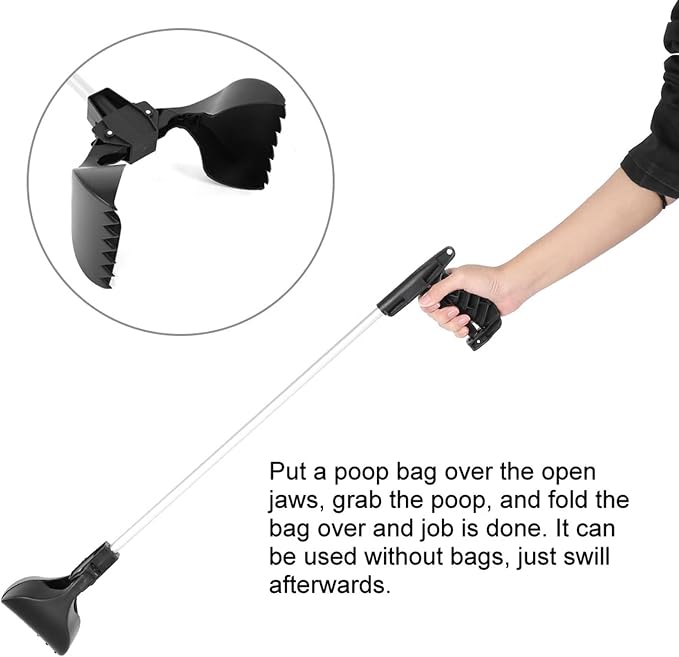 Metal Pooper Scooper Pooper 75×13×9 Balck Dog Poop Scoop Dirt Picker Dog Waste Easy Pickup Tool with Handle