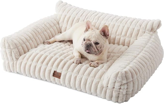 Joydeco Cat Couch for Pets, 36 inch Plush Pet Sofa, Cat Bed for Indoor Cats with Removable Washable Cover, Supportive Pet Sofa, Cream