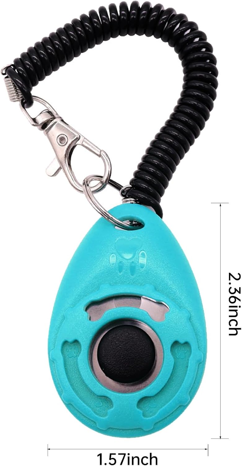 Dog Training Clicker with Wrist Strap Durable Lightweight Easy to Use,Pet Training Clicker for Cats Puppy Birds Horses,Perfect for Behavioral Training 3-Pack (Black,White and Water Lake Blue) (3)