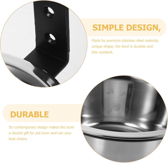 ULTECHNOVO Wall Mounted Elevated Dog Bowl Stainless Steel Single Feeder | Floating Raised Food Water Station Stand for Pet Crate & Farmhouse Kennel