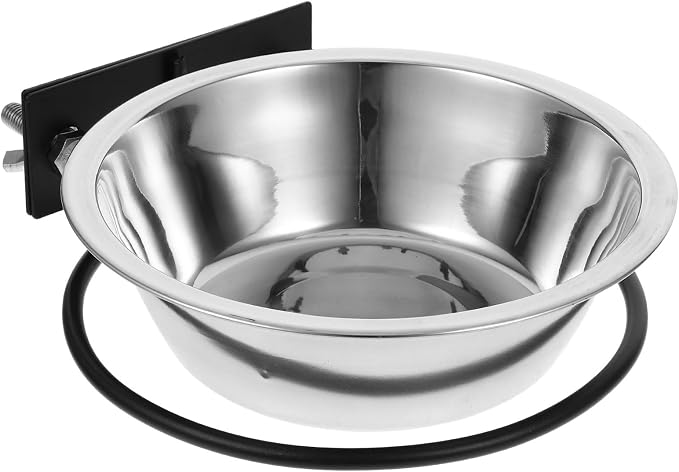 SHINEOFI Elevated Wall Mounted Dog Bowl Set, Large Deep Stainless Steel Raised Food and Water Bowls Black Hanging Rack for Outdoor and Indoor Puppy Feeding Station