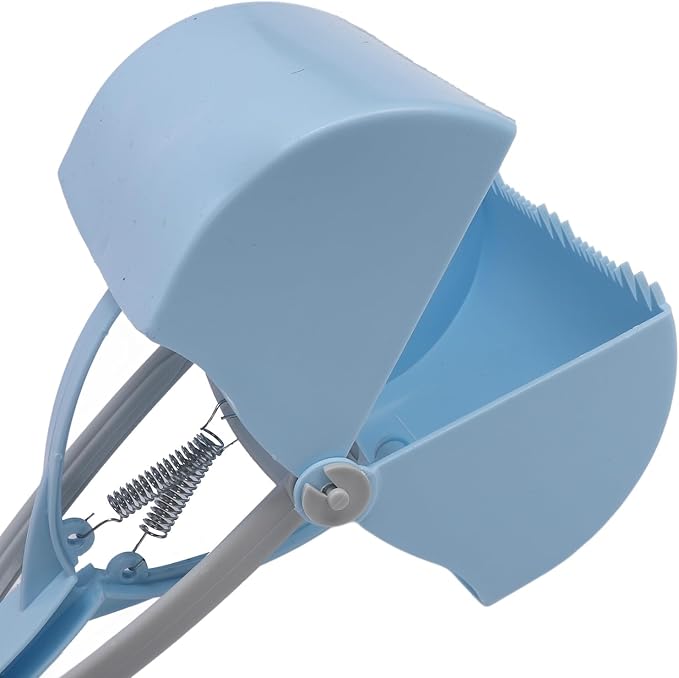 Focket Pooper Scooper for Dogs, Foldable Handle Large Opening Heavy Duty Pooper Scooper, Thickened Material Poop Scoop with Easy Grass Gravel Pick Up for Small and Large Dogs (Blue)
