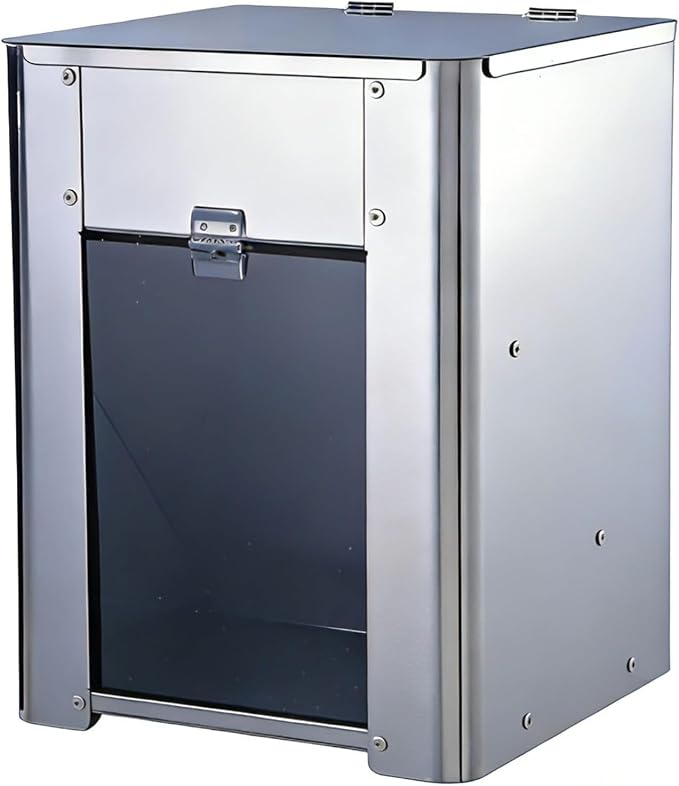 6.8L(15 lbs) Gravity Dog Feeder – Stainless Steel Automatic Pet Food Dispenser, No Power Outdoor Dog Feeder, for cat and Small Dog, Wall Mount or Floor Pet Feeding Station,Weather-Resistant