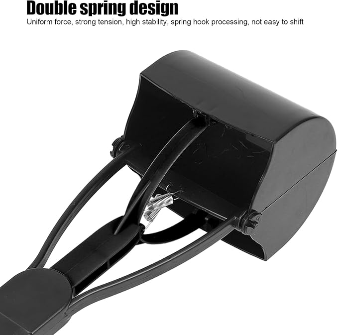 Pet Pooper Scooper, 23.7 Heavy Duty Dog Pooper Scooper, Long Handle Poop Picker Upper, Portable Pet Waste Grabber for Yard, Grass, Dirt, Double Spring, Dog Supplies (All Black)