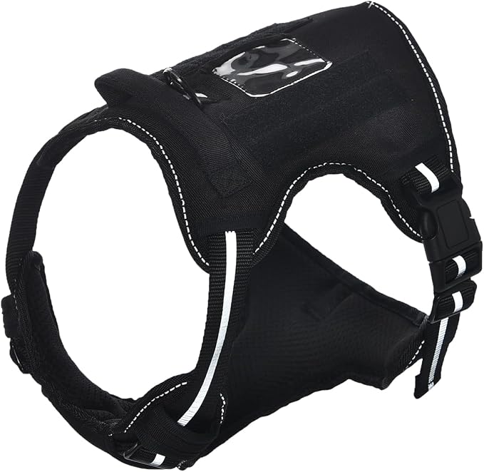 Amazon Basics No-Pull Dog Harness, Adjustable Front Clip, Escape Proof Tactical Vest, Small, Black