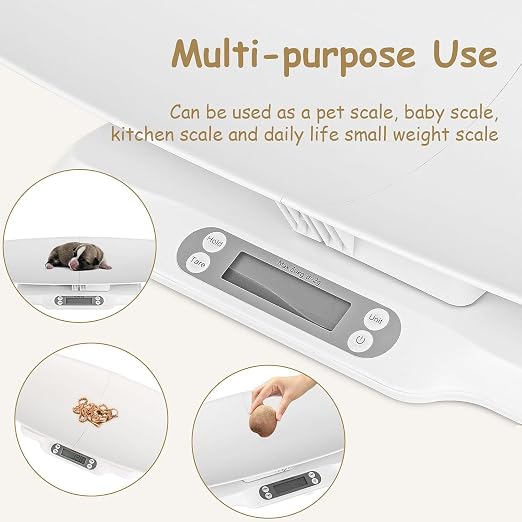Digital Pet Scales with Detachable Tray – Accurate Baby Weighing Scales for Infants & Toddlers, Clear LCD Display, Tare & Hold Functions, Ideal Puppy Scales for Cats, Dogs, Kittens, Up to 30KG/66LB