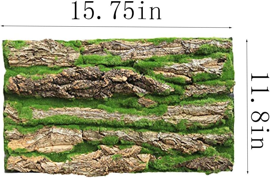 PINVNBY Cork Terrarium Background,Reptile Bark Backdrop Wall Decor and Artificial Moss for Gecko,Lizard,Tortoise,Chameleon (2 Pack)