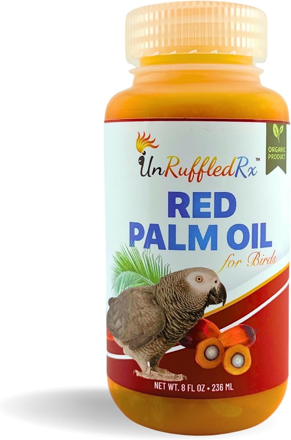 UnRuffledRx™ Red Palm Oil for Birds & Parrots – Supports Skin, Feather, Eye & Immune Health, Rich in Omega Fatty Acids, Antioxidants, Beta Carotene, & Vitamin E – 100% Natural