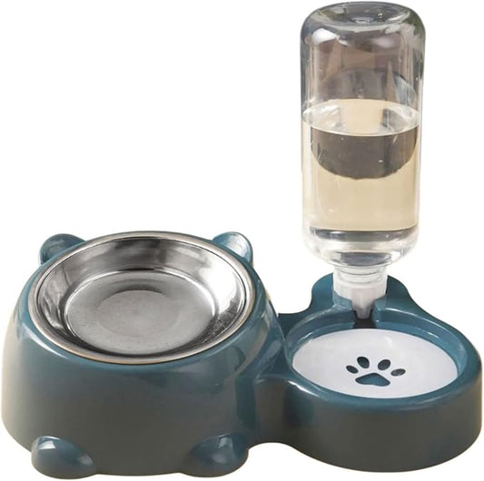 Elevated Removable Pet Feeders, Outdoor Cats Feeding Station, Purpose Food & Water Bowl Combo, Leak & Spill Resis-tant Stainless Steel Bowls, Easy Cleans Space Saving for Cats Dogs