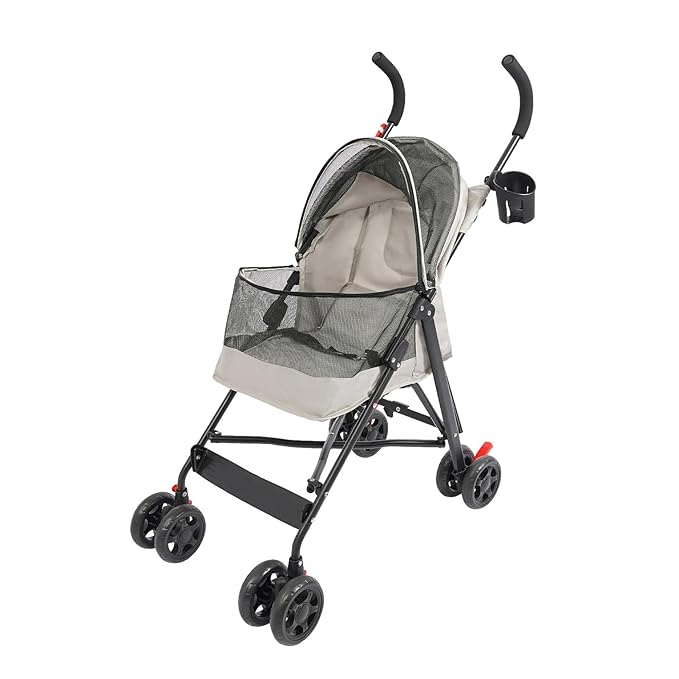 Pet Stroller for Small Medium Dogs Cats up to 22 lbs, Lightweight Foldable Dog Stroller with 360° Wheels & Brakes, Safety Tether, Breathable Mesh, Removable Washable Cushion