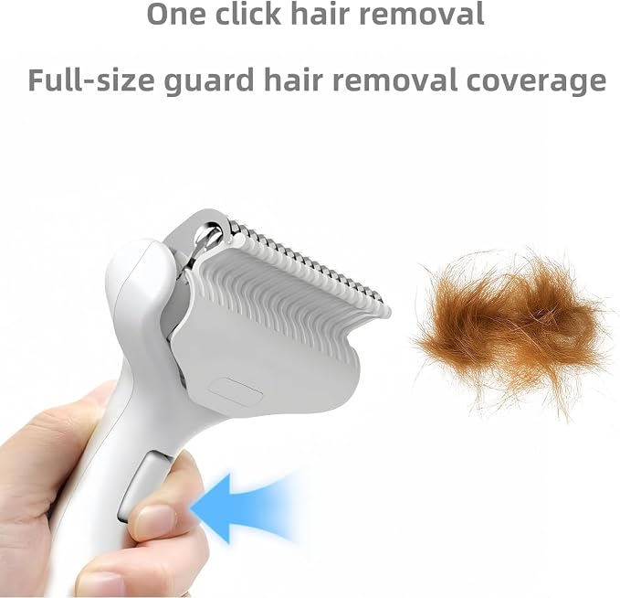 Undercoat Rake for Dogs & Cats, Deshedding Brush for Long haired Pets,Dog Brush for Shedding with Release Button,Best Cat Undercoat Brush&Deshedding Tool for Grooming (Off-White)