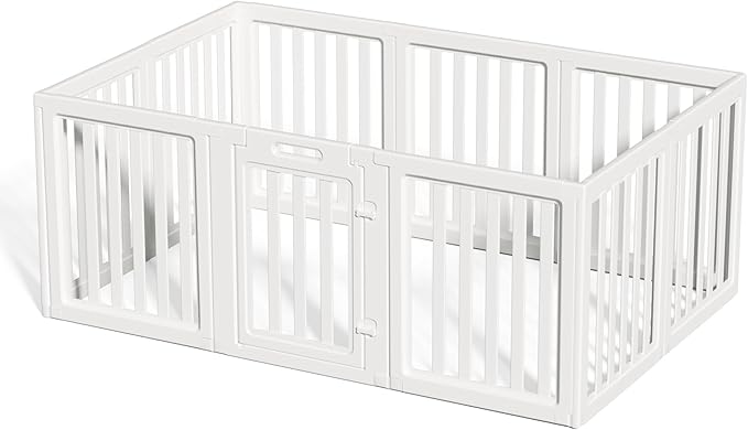 LoveTail Clear Dog Play Pen,Pet Playpen with Door,Easy to Clean and Install Puppy pens for Both Indoor and Outdoor use (White, 23.6" Height, 12)