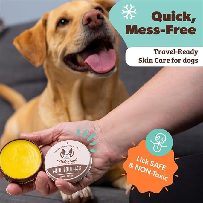Natural Dog Company Skin Soother Balm for Dogs – Dog Skin Balm for Dry Winter Skin, Seasonal Sensitivity & Environmental Stress, Dog Moisturizer with Coconut Oil, Calendula & Vitamin E, 2 oz Tin