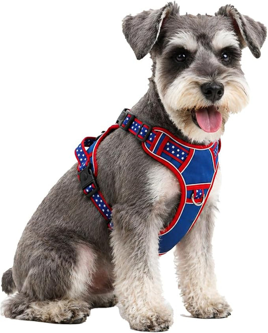 Small Dog Harness No Pull, Puppy Harness with 3 Quick Snap Buckles, Escape Proof Easy Walk Vest for Pug, Mini Schnauzer, Lightweight Tactical Pet Doggy Gear with Handle (S Size)