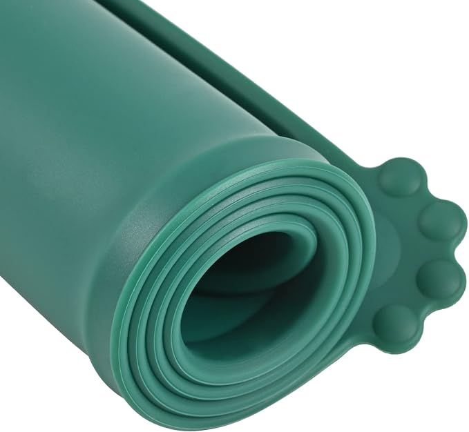 Silicone Waterproof Dog Cat Pet Feeding Mats, Non Slip, Easy Clean Pet Dog Cat Bowl Mats Placemat (24" x 16") Hunter Green