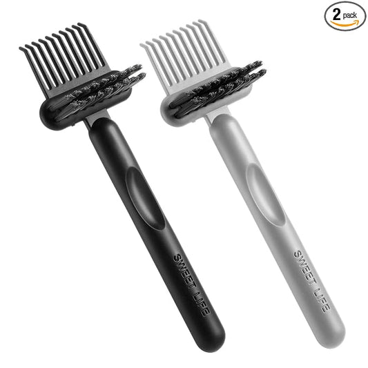 2Pcs 2-in-1 Hair Brush Cleaner & Remover Tool Brush Cleaning Tool Comb Cleaner Effective Hairbrush Cleaner Hair Brush Remover Rake for Man Woman Home Travel Salon Removing Hair Dust (Black; Gray)