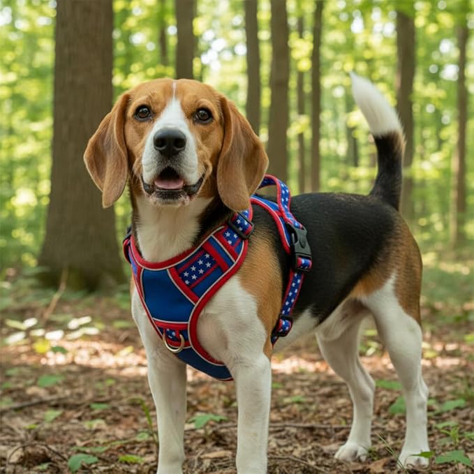 Medium Dog Harness, No Pull Pet Vest with Neck Buckle for Easy On Off, Breathable Walking Harness for French Bulldog, Corgi, Beagle, Padded with Sturdy Handle, 2 Tactical Leash Clips (M Size)