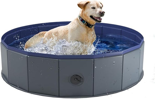 Niubya Portable Dog Pool, Foldable Pet Swimming Tub, Anti-Slip Collapsible Pet Bathtub, Hard Plastic Bath Pool for Pets Dogs and Cats, 40 x 12 Inches