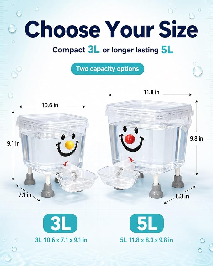Pet Water Dispenser with Large Capacity Elevated Gravity Bowl for Dogs Cats | Clear plastic tank on sturdy raised stand feeds wide tray indoors outdoors daily hydration nopower cord refillable easy clean