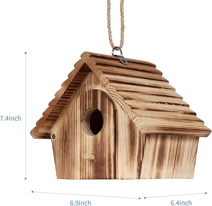 CLACKIBUKVYZ Bird Houses for Outside,Hanging Outdoor BirdHouses,Wood Bird Nesting Box House for Bluebird Humming Finch Wren Cardinals Garden